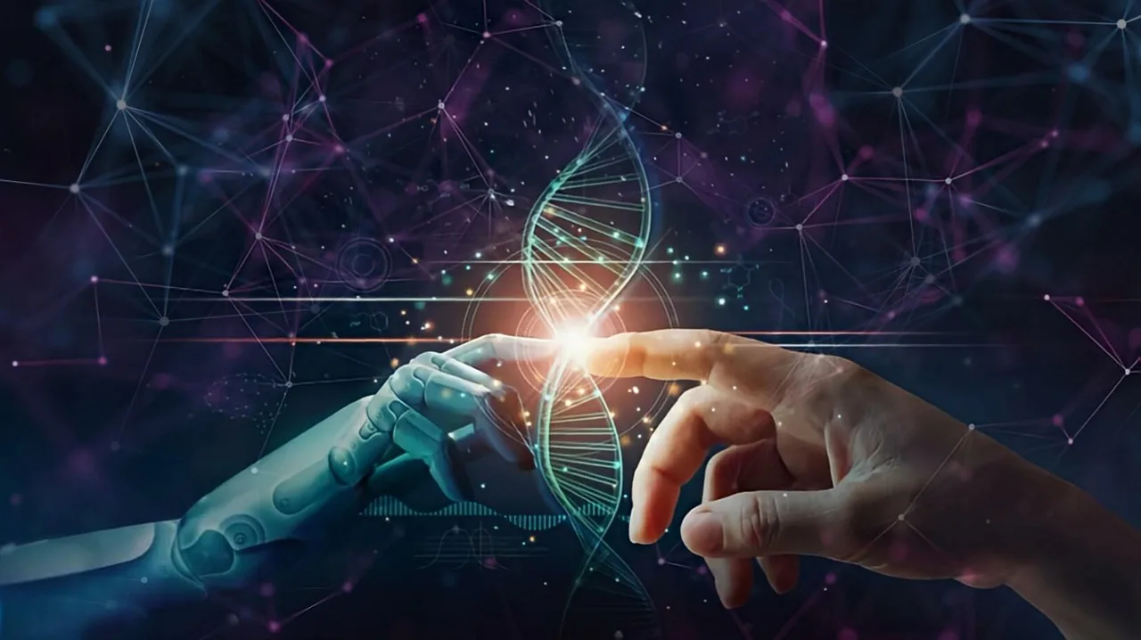 Deux mains qui se rejoignent l'une robotique et l'autre humaine