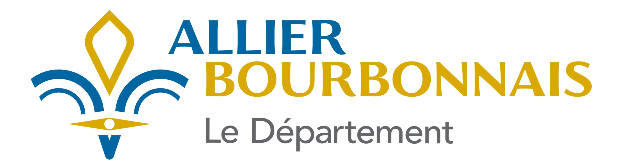 Logo du Département de l'Allier avec un blason royal bleu et jaune